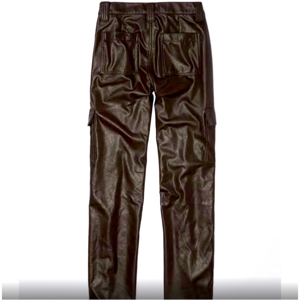Brown leather cargo pants